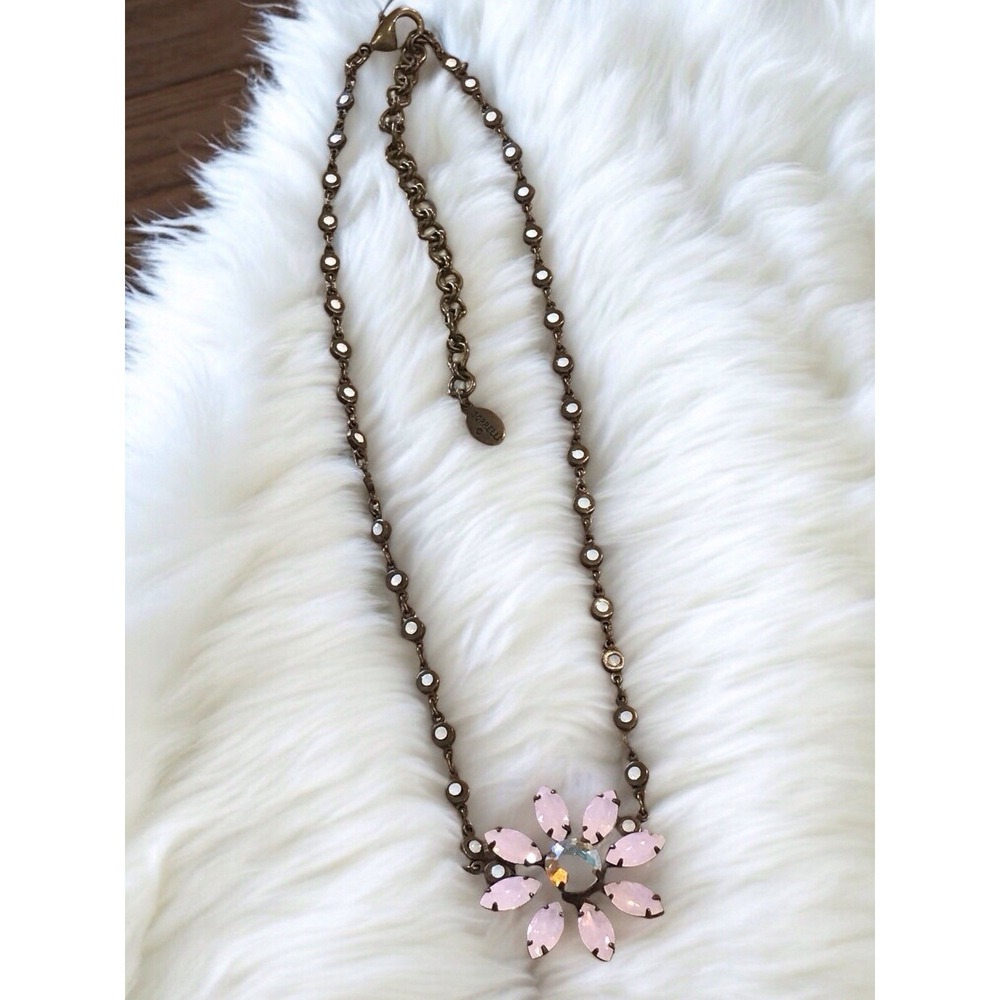 Vintage SORRELLI Flower Swarovski Multicolor Crystals‎ Necklace RARE